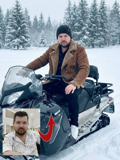 Cinematic Snowmobile Rider with Preserved Identity