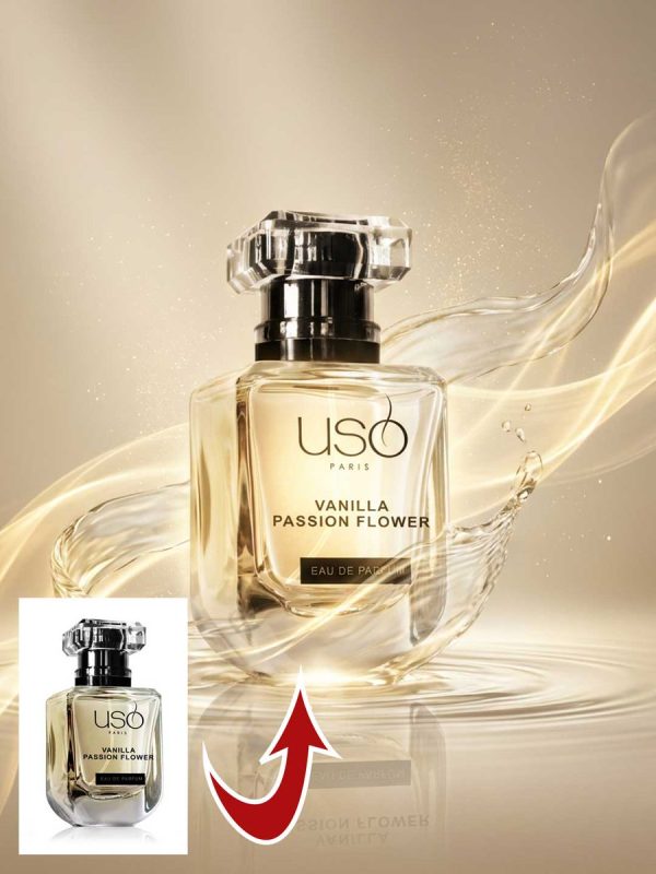 Artistic Ultra-Luxury Product Photography: Glowing Glass Bottle with Golden Light & Water Ripples