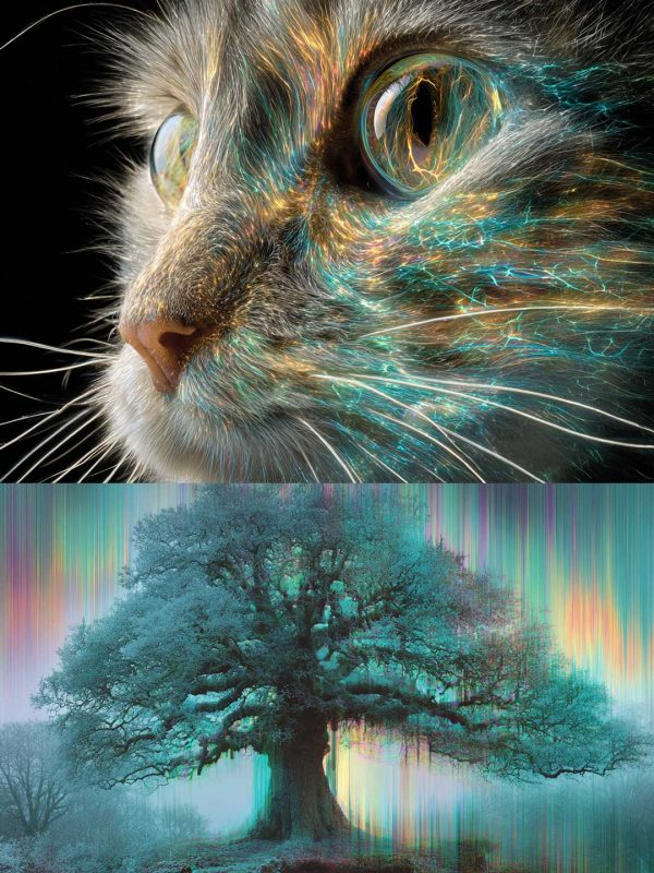 Spectral Diffraction: Prismatic Light & Crystal Aura Portrait